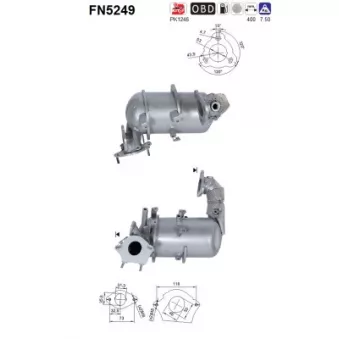 Filtre à particules / à suie, échappement AS FN5249