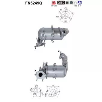 Filtre à particules / à suie, échappement AS FN5249Q
