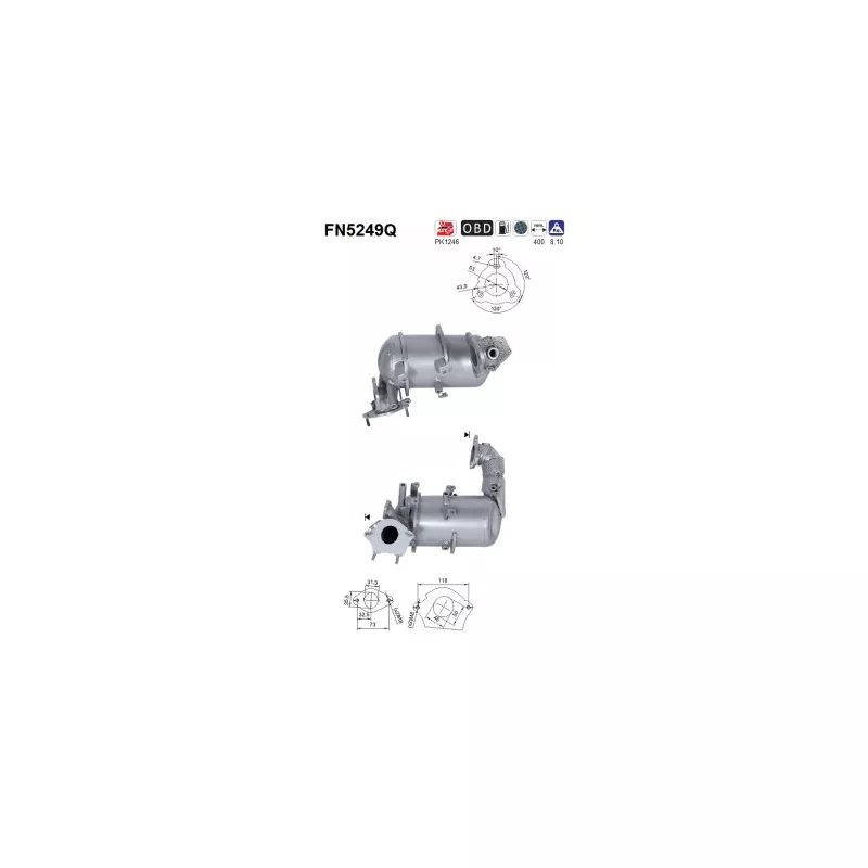 Filtre à particules / à suie, échappement AS FN5249Q