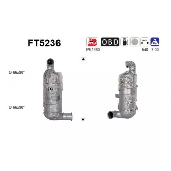 Filtre à particules / à suie, échappement AS FT5236