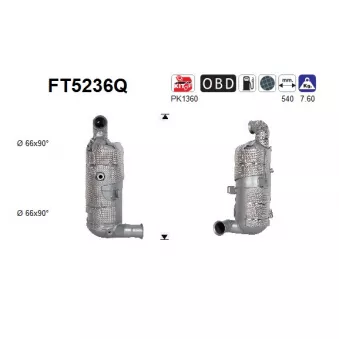 Filtre à particules / à suie, échappement AS FT5236Q