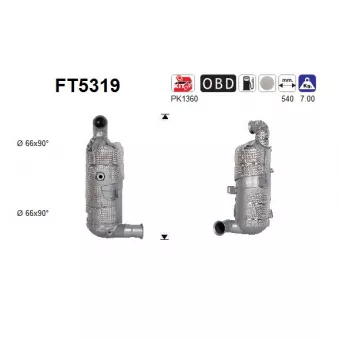 Filtre à particules / à suie, échappement AS FT5319