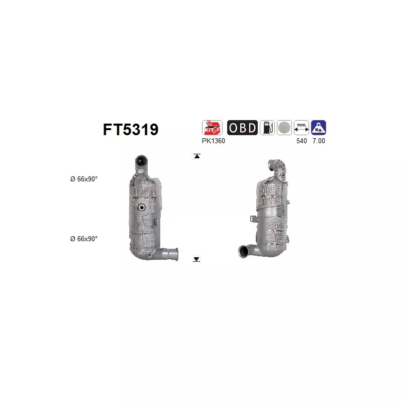 Filtre à particules / à suie, échappement AS FT5319