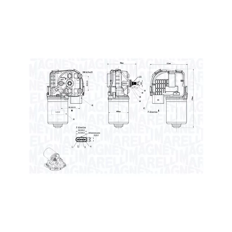 Moteur d'essuie-glace MAGNETI MARELLI 064375800010