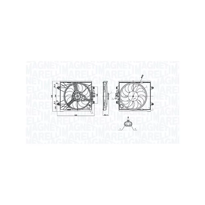 Ventilateur, refroidissement du moteur MAGNETI MARELLI 069422893010
