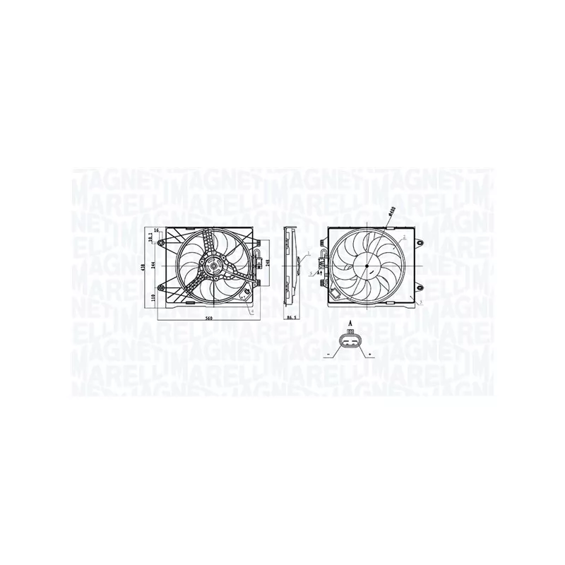 Ventilateur, refroidissement du moteur MAGNETI MARELLI 069422894010