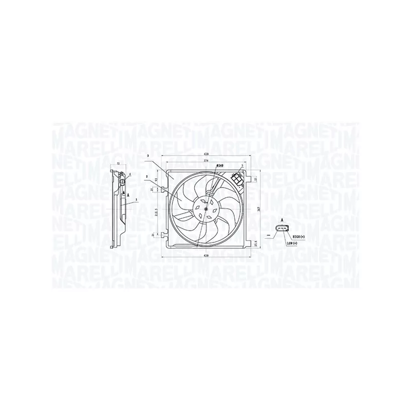 Ventilateur, refroidissement du moteur MAGNETI MARELLI 069422896010