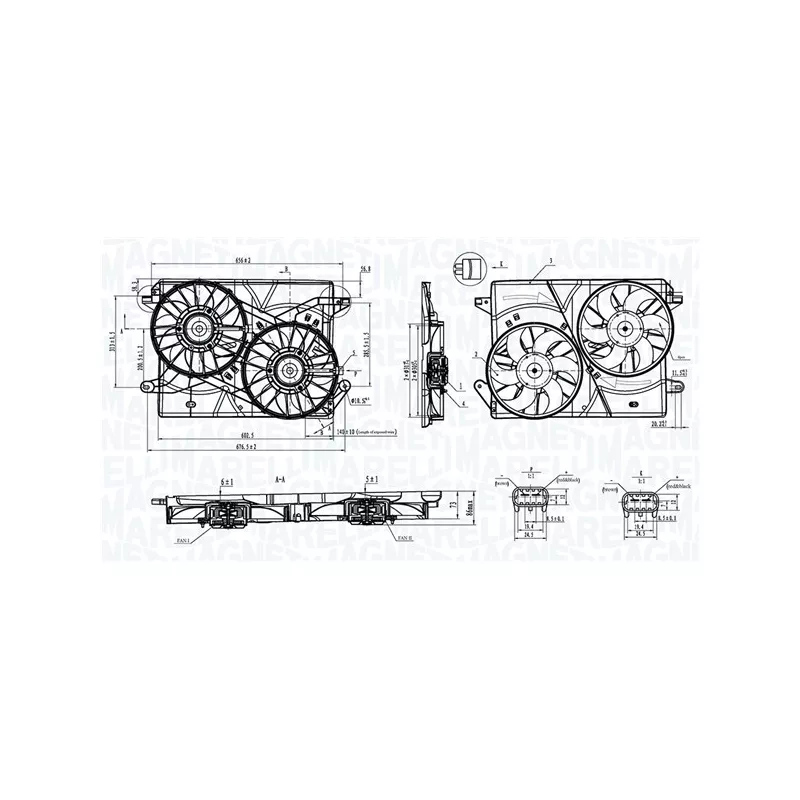 Ventilateur, refroidissement du moteur MAGNETI MARELLI 069422901010