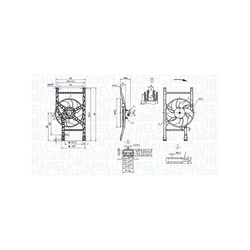 Ventilateur, refroidissement du moteur MAGNETI MARELLI 069422905010