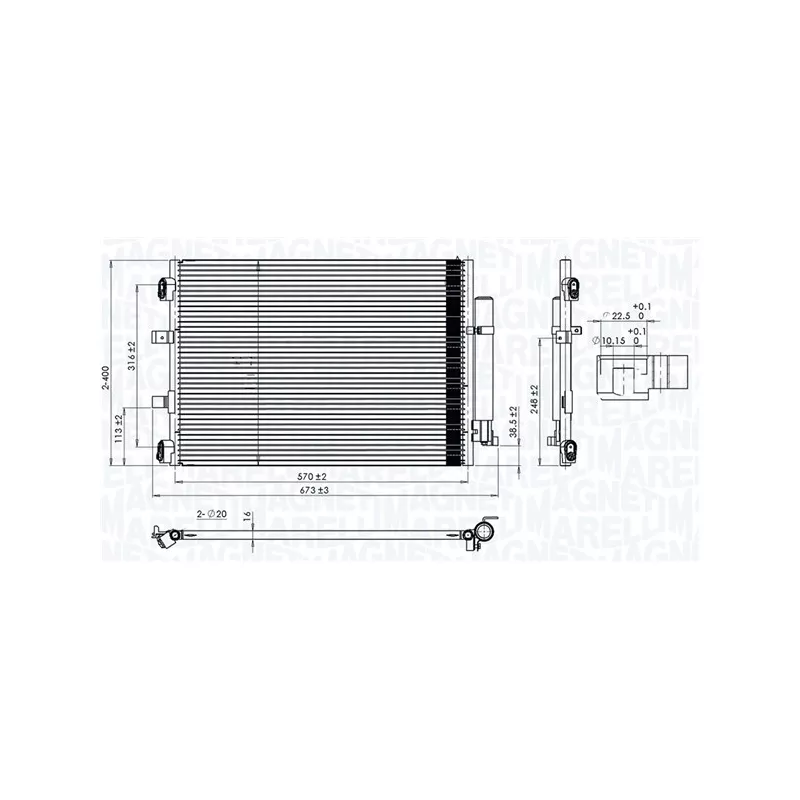 Condenseur, climatisation MAGNETI MARELLI 350203106500