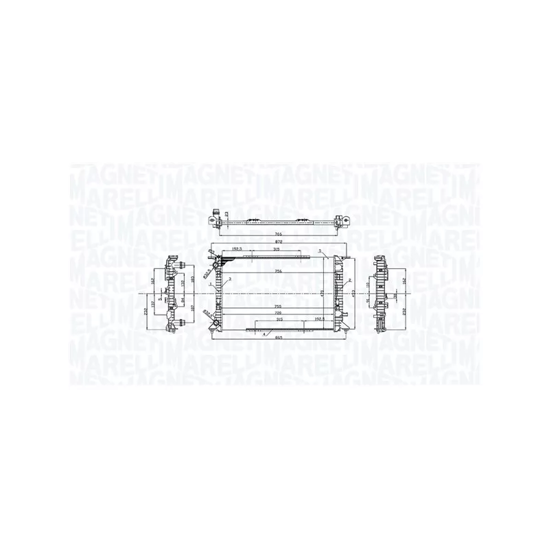 Radiateur, refroidissement du moteur MAGNETI MARELLI 350213220100
