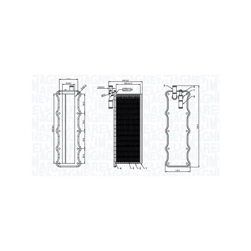 Intercooler, échangeur MAGNETI MARELLI 351319206190