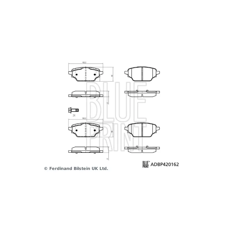 Jeu de 4 plaquettes de frein arrière BLUE PRINT ADBP420162
