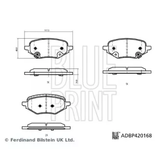 Jeu de 4 plaquettes de frein arrière BLUE PRINT ADBP420168