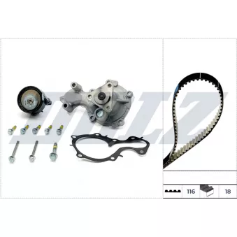 Pompe à eau + kit de courroie de distribution DOLZ KD178IO