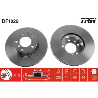 Jeu de 2 disques de frein arrière TRW DF1029