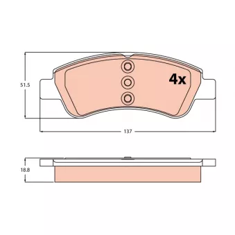 Jeu de 4 plaquettes de frein avant TRW