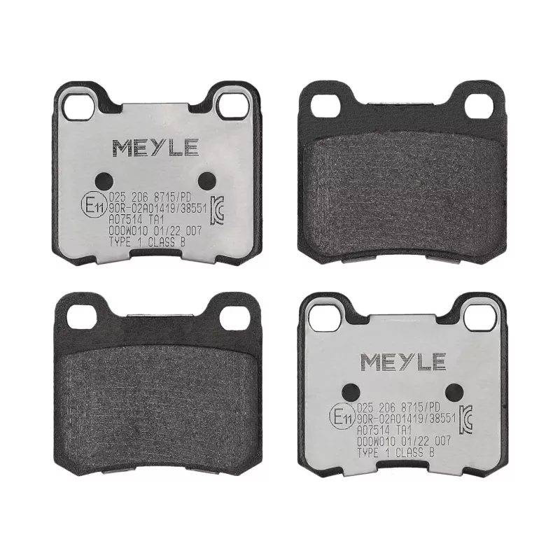 Jeu de 4 plaquettes de frein arrière MEYLE 025 206 8715/PD