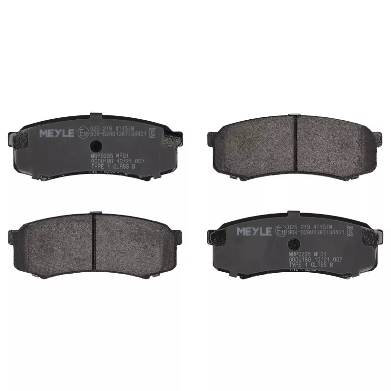 Jeu de 4 plaquettes de frein arrière MEYLE 025 219 4715/W