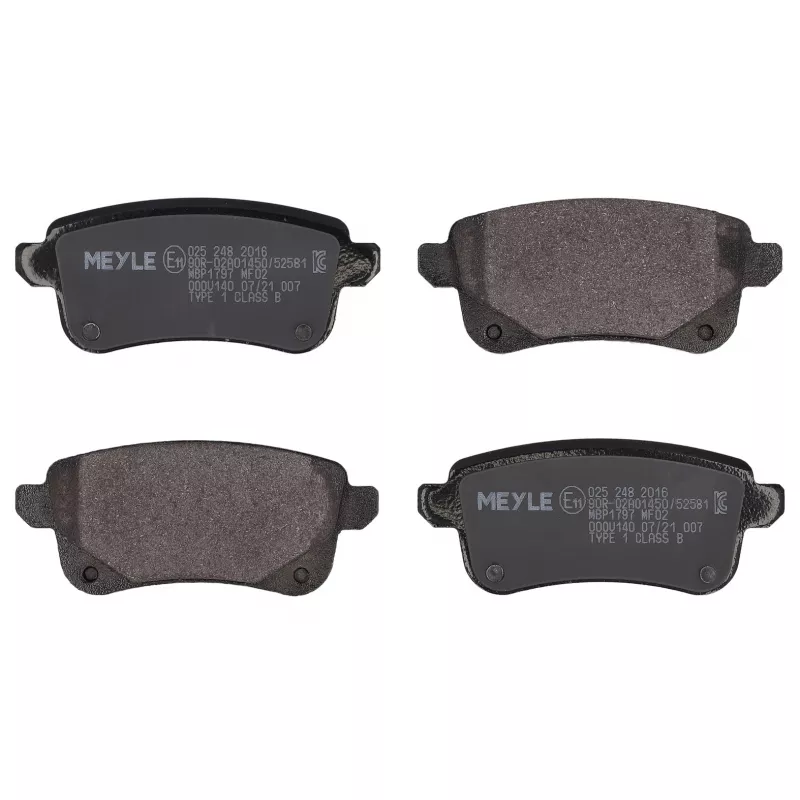 Jeu de 4 plaquettes de frein arrière MEYLE 025 248 2016