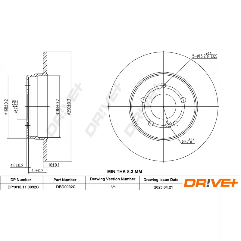 Jeu de 2 disques de frein avant Dr!ve+ DBD0092C