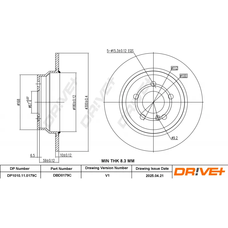 Jeu de 2 disques de frein avant Dr!ve+ DBD0179C