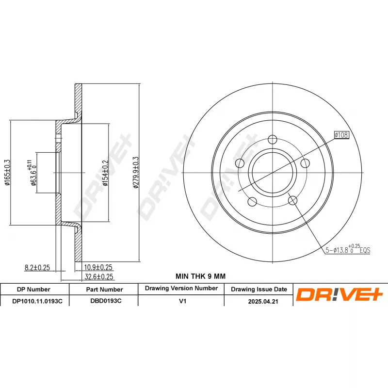 Jeu de 2 disques de frein avant Dr!ve+ DBD0193C