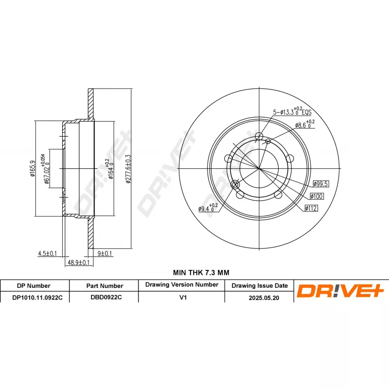 Jeu de 2 disques de frein avant Dr!ve+ DBD0922C
