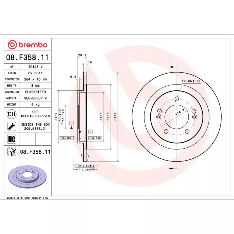 Jeu de 2 disques de frein avant BREMBO 08.F358.11