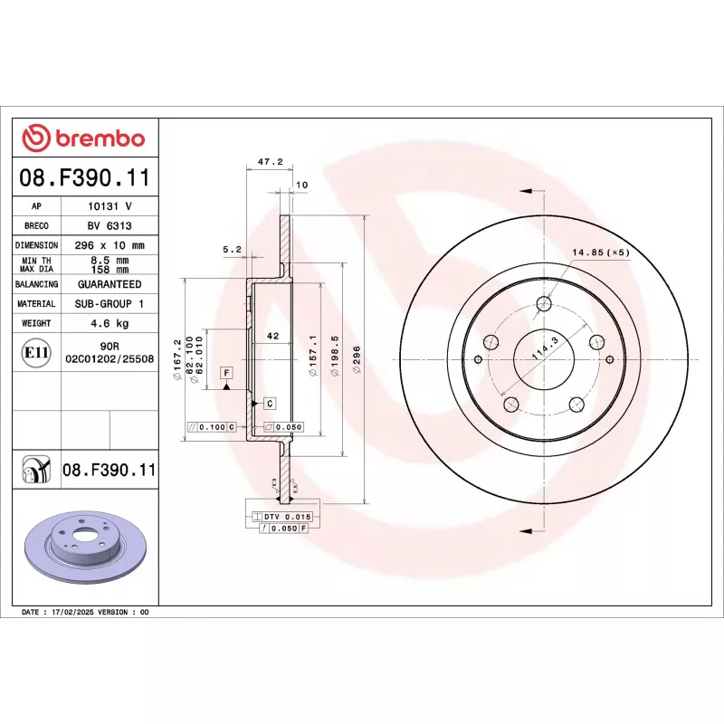 Jeu de 2 disques de frein avant BREMBO 08.F390.11