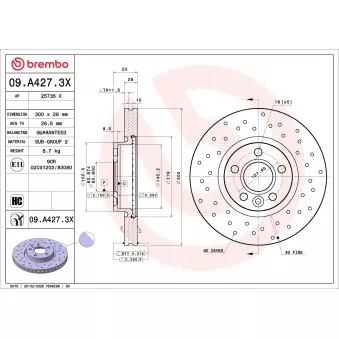 Jeu de 2 disques de frein avant BREMBO 09.A427.3X