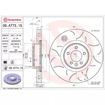 Jeu de 2 disques de frein avant BREMBO 09.A773.1S