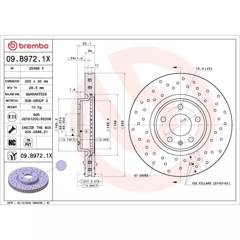 Jeu de 2 disques de frein avant BREMBO 09.B972.1X