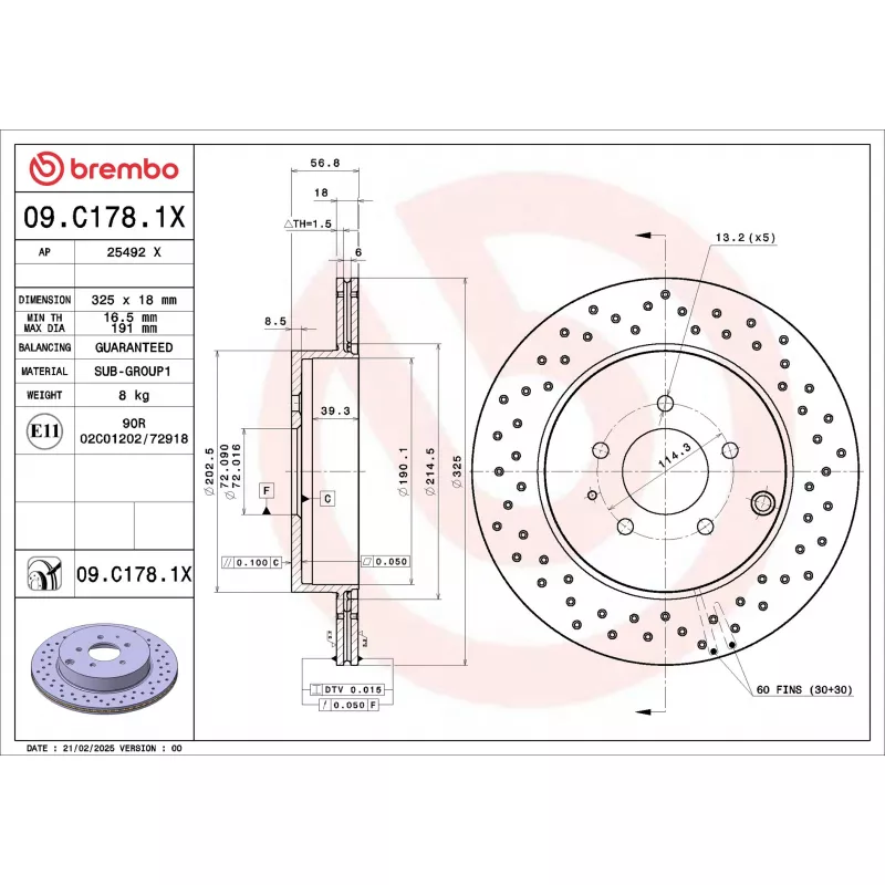 Jeu de 2 disques de frein avant BREMBO 09.C178.1X