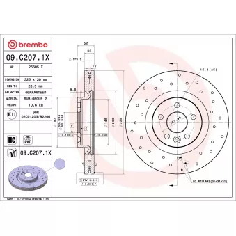 Jeu de 2 disques de frein avant BREMBO 09.C207.1X
