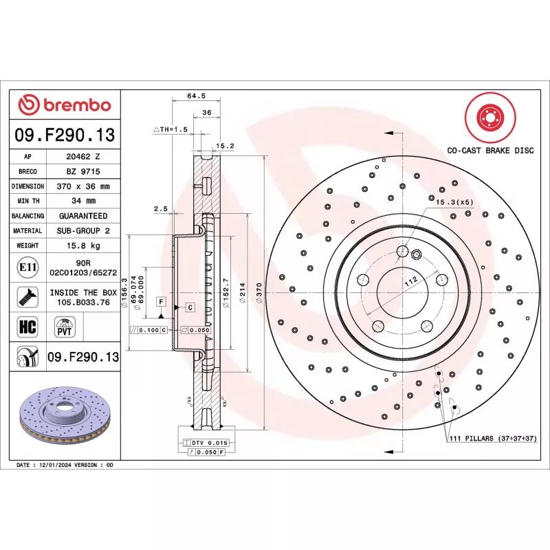 Jeu de 2 disques de frein avant BREMBO 09.F290.13