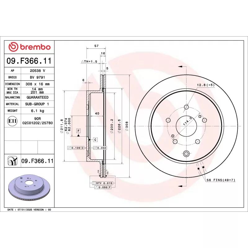 Jeu de 2 disques de frein avant BREMBO 09.F366.11