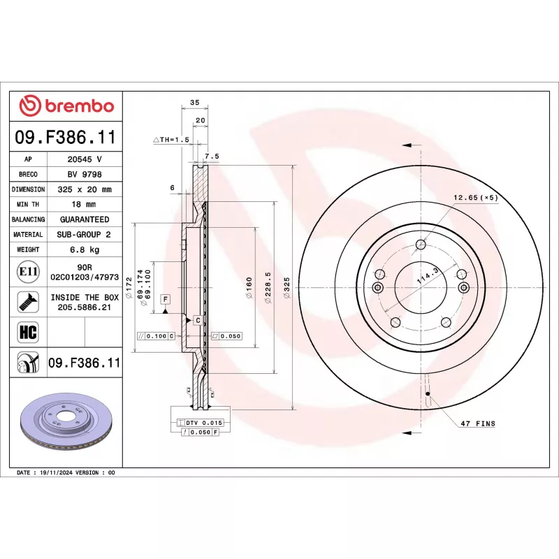 Jeu de 2 disques de frein avant BREMBO 09.F386.11