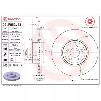 Jeu de 2 disques de frein avant BREMBO 09.F652.13