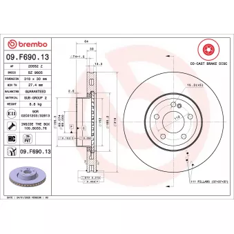 Jeu de 2 disques de frein avant BREMBO 09.F690.13