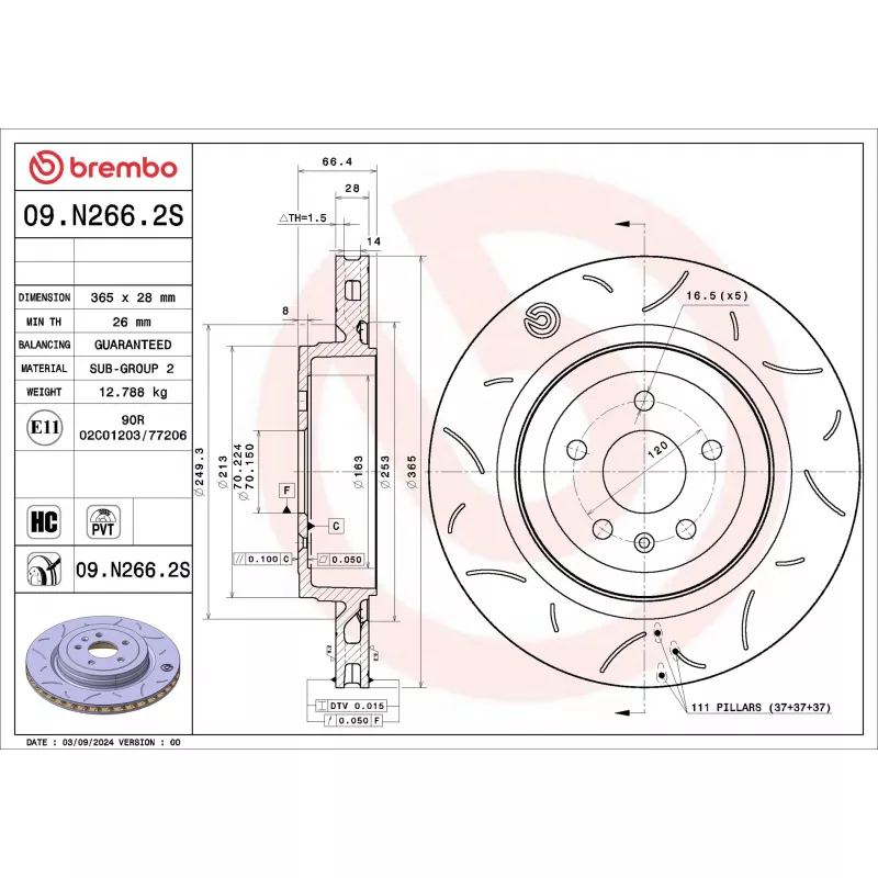 Jeu de 2 disques de frein avant BREMBO 09.N266.2S
