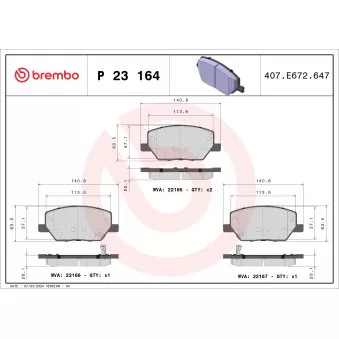 Jeu de 4 plaquettes de frein avant BREMBO P 23 164X