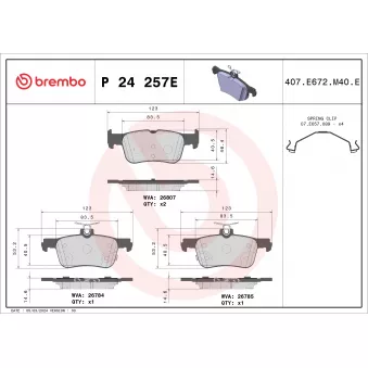Jeu de 4 plaquettes de frein avant BREMBO