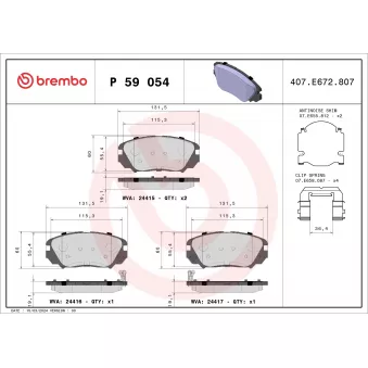 Jeu de 4 plaquettes de frein avant BREMBO P 59 054X