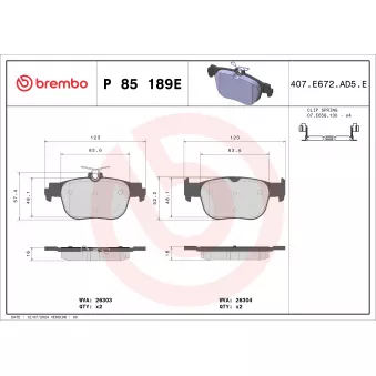 Jeu de 4 plaquettes de frein arrière BREMBO