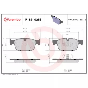 Jeu de 4 plaquettes de frein avant BREMBO