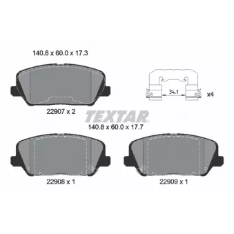Jeu de 4 plaquettes de frein avant TEXTAR