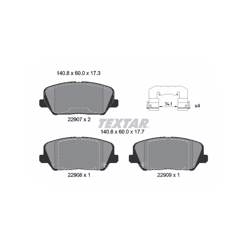 Jeu de 4 plaquettes de frein avant TEXTAR 2290701