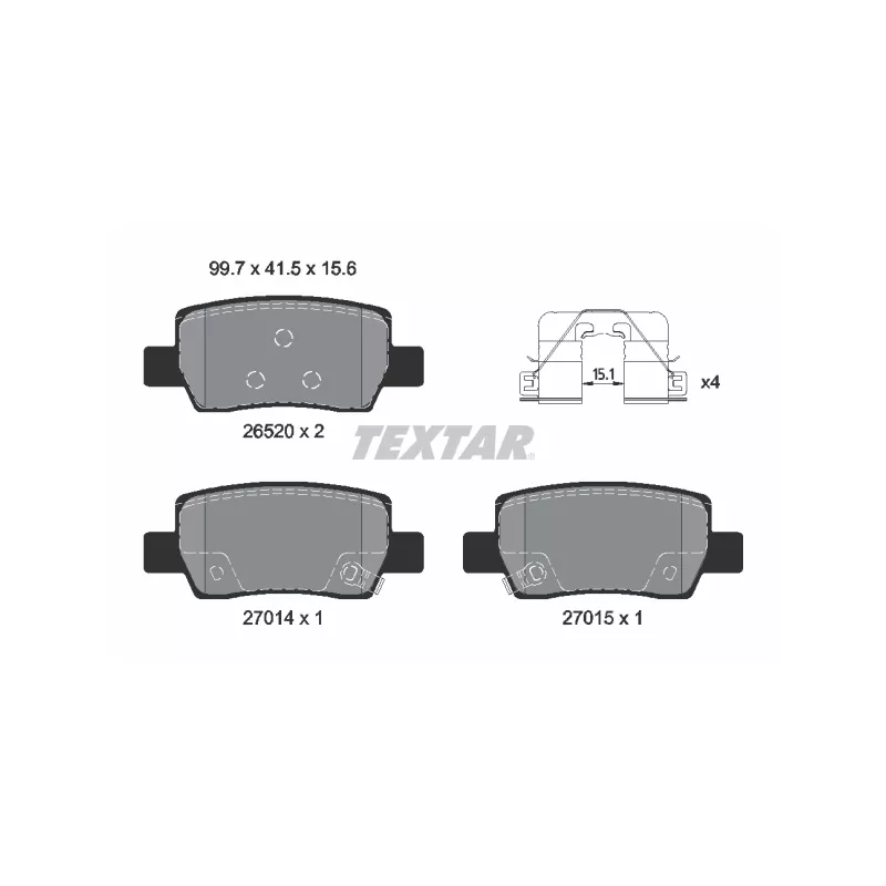 Jeu de 4 plaquettes de frein avant TEXTAR 2652005