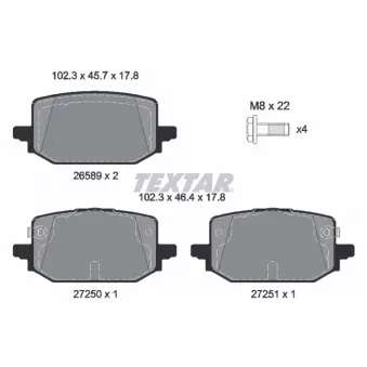 Jeu de 4 plaquettes de frein avant TEXTAR